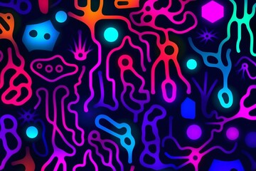 neon negative space, seamless pattern