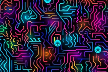 neon negative space, seamless pattern