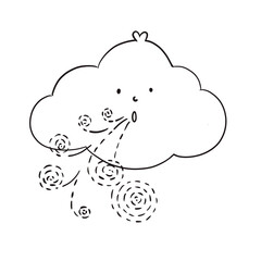 windy , cartoon illustraion with transparent backgound. Quality 300 Dpi, good quality for printing to make coloring book for kids.