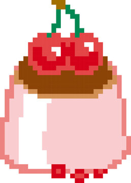 pudding cartoon icon in pixel style