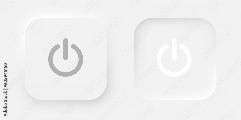Poster a set of square power buttons on a white background. user interface elements in the style of neumorp