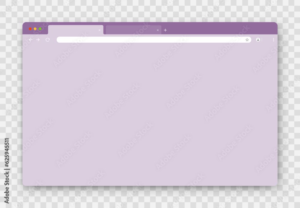 Poster an empty browser window on a transparent background. website layout with search bar, toolbar and but