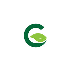letter C natural leaf logo design vector