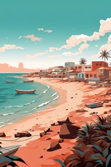 Cabo Verde - Praia retro poster (ai)