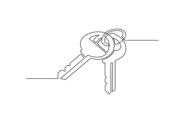 continuous line art drawing of house key
