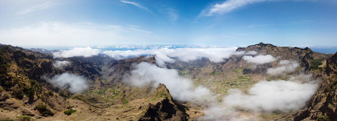 epic panorama cloud inversion on Santo Santo Antão, Cape Verde, hiking paradise