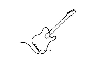 electric guitar continuous line art drawing