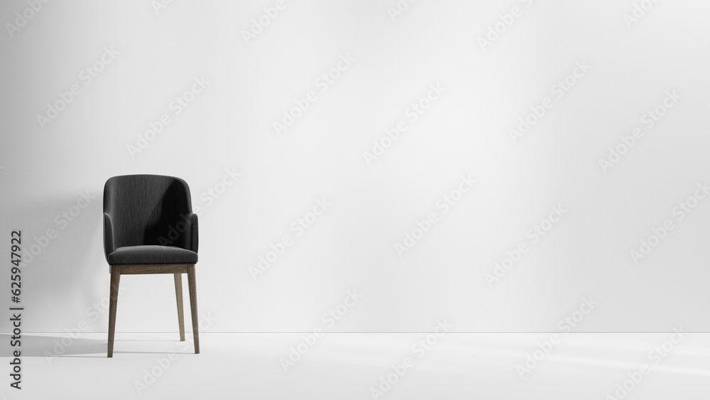 Aufkleber white empty wall room studio with chair and empty copy space design minimalism, empty place with spo