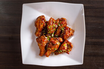 Korean BBQ chicken. The classic Korean dish. Street food on Korean.