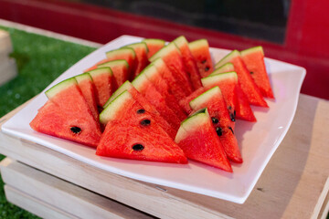 watermelon slices on the plate.