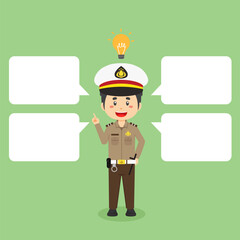 Indonesian Police Character Shows Get Idea with Bubble Text