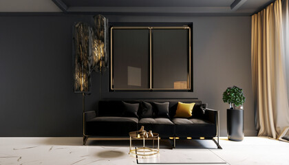 black color modern apartment interior background, Ai Generate 