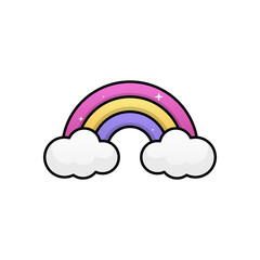 colorful rainbow and clouds. vector illustration