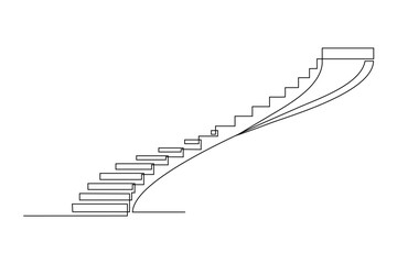 continuous line art drawing of stairs