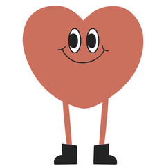 Heart groovy retro character cartoon