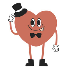 Heart groovy retro character cartoon
