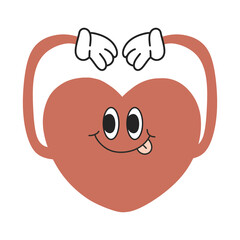 Heart groovy retro character cartoon