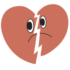 Heart broken groovy retro groovy character cartoon valentine day