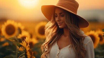 woman farmer growing sunflowers