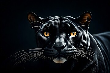 Front view of Panther on dark background generated by AI tool