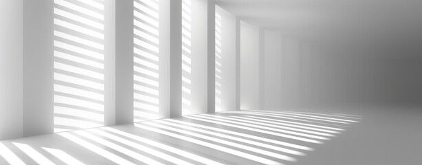 White room with shadow and sunlight. Generative AI