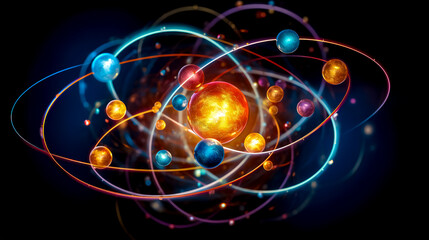 atom molecule structure under microscope, made with Generative AI