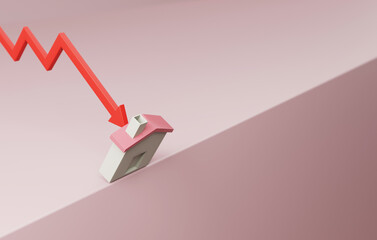 Urban Housing Crisis Real Estate Home Loans and Downward Housing Graph.