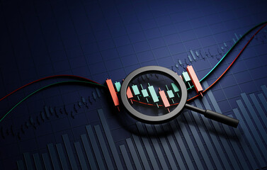 Modern Stock Market Analysis Financial Growth in 3D Render.