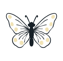 simple stroke butterfly doodle. Insect line style.