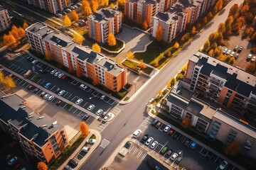 Big city spring aerial view. Cityscape of Minsk, capital of republic Generative AI