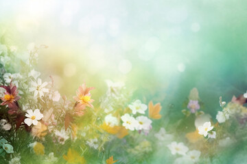 Blurred spring flower with bokeh for backgrounds. Generative AI