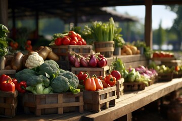 Fresh food photography at local farmers markets, Generative AI