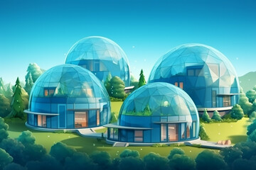 Obraz premium futuristic train, summer, green plants Generative AI