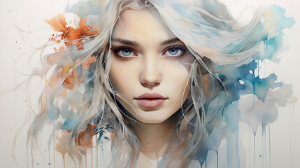 watercolor beautiful woman