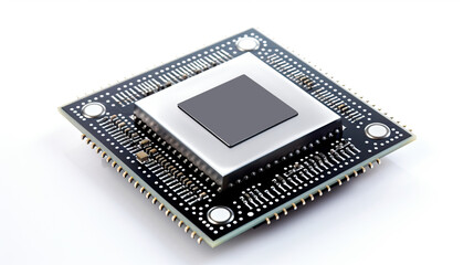computer chip processor on white background