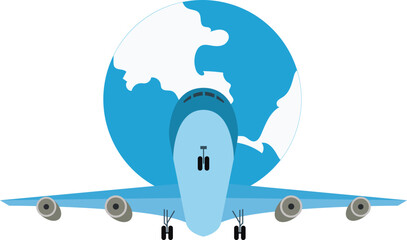 airplane flying over the world