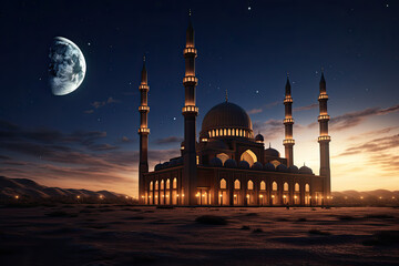 blue mosque at night