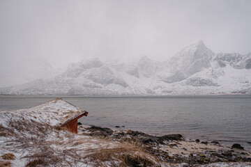 lake in winter in the Lofoten