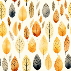 Watercolor Autumn Leaves Pattern Background