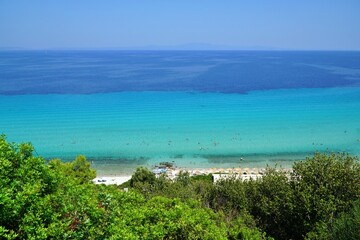 Fototapeta na wymiar High angle view of Afytos beach in Chalkidiki in Greece.