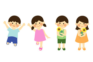 夏の子供イラストセット