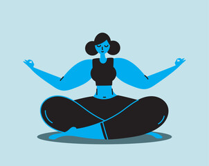 Vector illustration of young woman workout. A young girl is engaged in yoga, dance, aerobics, fitness. The female movements and poses background