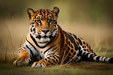 Fototapeta premium A scary image of a big and majestic Jaguar - AI Generative