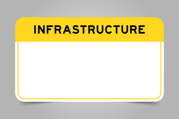 Label banner that have yellow headline with word infrastructure and white copy space, on gray background