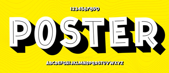 Vector font 3D style trendy typography for decoration, industrial, logo, poster, t shirt, book, card, sale banner, printing on fabric. Cool 3d typeface. Trendy alphabet. 10 eps