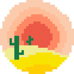 Obraz premium Desert cartoon icon in pixel style.