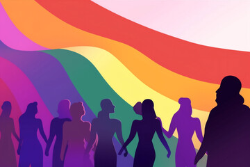 freedom community homosexual rainbow flag parade group concept celebration pride. Generative AI.