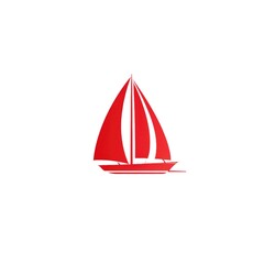 Red Sailboat simple icon on white background. Generative AI