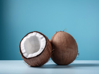 exotic vegetarian background trend blue fruit tropical organic copy space coconut concept. Generative AI.