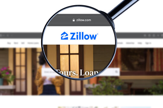 New York, USA - 21 July 2023: Zillow website page on laptop display with logo, Illustrative Editorial.